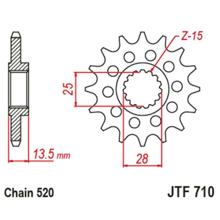 Kit de cadena EK/JT 520ZVX3 16/43-110 - corona Standard