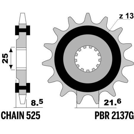 Kit de cadena EK/PBR 525 SRX2 - 15/42-114 - corona Standard