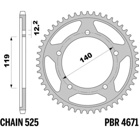 Kit de cadena EK/PBR 525 SRX2 - 17/45-128 - Couronne acier renforcé