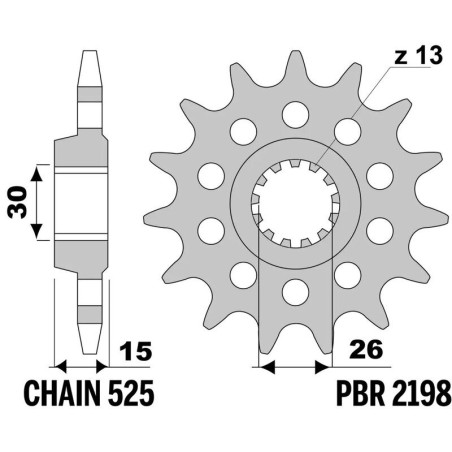Kit de cadena EK/PBR 525 SRX2 - 17/45-128 - Couronne acier renforcé