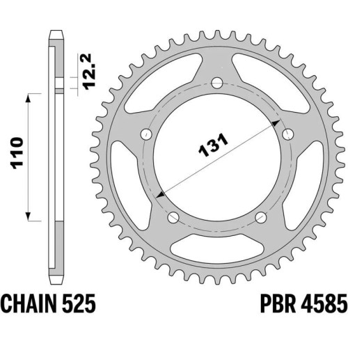 Kit de cadena EK/PBR 525 SRX2 - 17/45-128 - Couronne acier renforcé