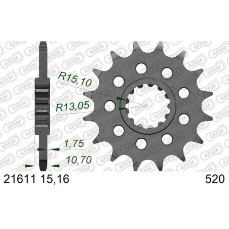 Kit cadena AFAM 520XMR3 14/43-122 - corona standard