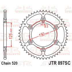 Kit de cadena EK/JT 520 SRX2 - 15/48-114 - Corona autolimpiante de acero 2