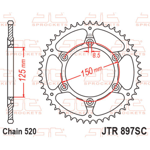 Kit de cadena EK/JT 520 SRX2 - 15/48-114 - Corona autolimpiante de acero