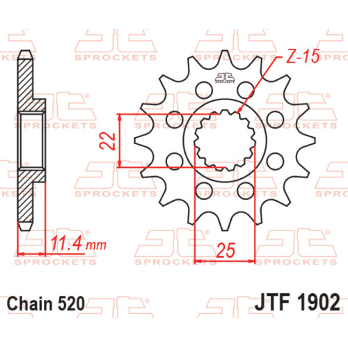 Kit de cadena EK/JT 520 SRX2 - 15/46-116 - Corona de acero
