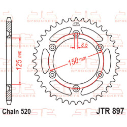 Kit de cadena EK/JT 520 ZVX3 - 15/46-116 - Corona de acero 2