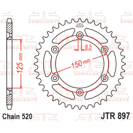 Kit de cadena EK/JT 520 ZVX3 - 15/46-116 - Corona de acero