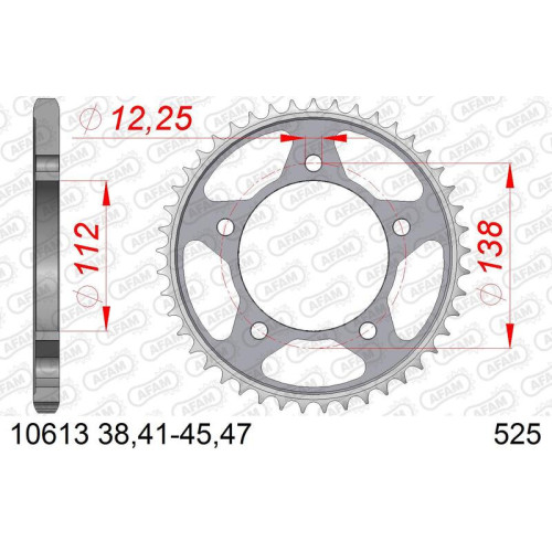 Kit de cadena AFAM 525 XHR3 - 15/45-124 - Corona de acero