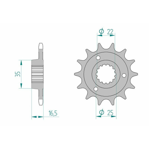 Kit de cadena AFAM 525 XHR3 - 15/38-102 - Corona de aluminio