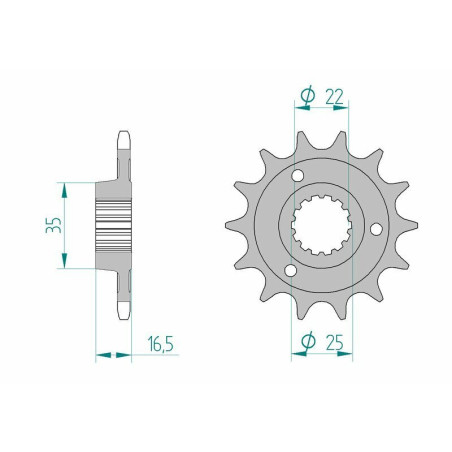 Kit de cadena AFAM 525 XHR3 - 15/38-102 - Corona de aluminio