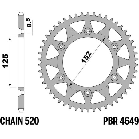 Kit de cadena EK/PBR 520 SRX2 - 14/49-114 - Corona de aluminio