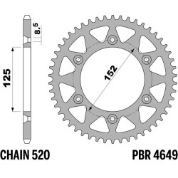 Kit de cadena EK/PBR 520 SRX2 - 13/49-114 - Corona de aluminio 2