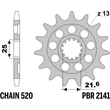 Kit de cadena EK/PBR 520 SRX2 - 13/50-114 - Corona de acero