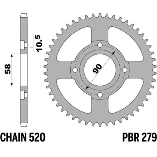 Kit de cadena EK/PBR 520 SRX2 - 13/40-106 - Corona de acero