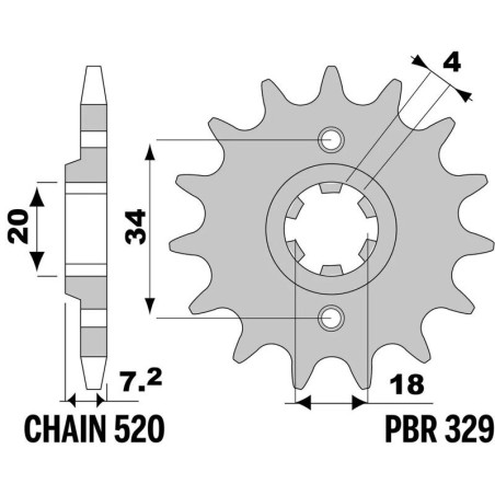 Kit de cadena EK/PBR 520 SRX2 - 13/40-106 - Corona de acero