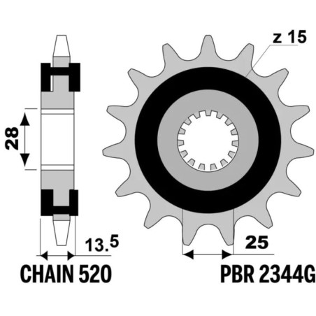 Kit de cadena EK/PBR 520 SRX2 - 17/43-110 -Corona de acero reforzada