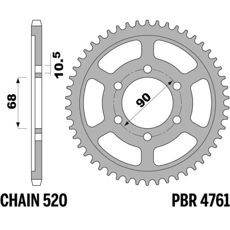 Kit de cadena EK/PBR 520 SRX2 - 14/36-108 - Corona de acero