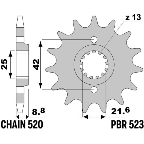Kit de cadena EK/PBR 520 SRX2 - 14/48-114 - Corona de acero