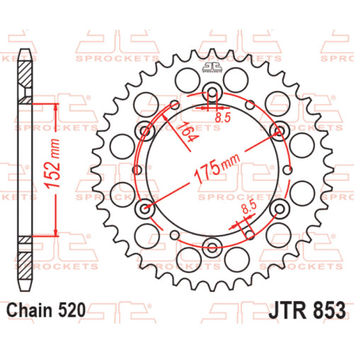 Kit de cadena EK/JT 520 SRX2 - 13/40-92 - Corona de acero