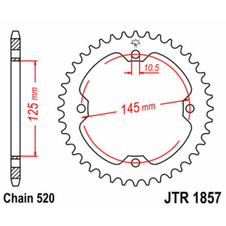 Kit de cadena EK/JT 520 SRX2 - 13/38-98 - Corona de acero