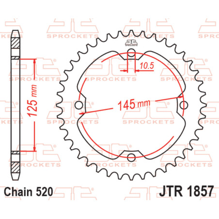 Kit de cadena EK/JT 520 SRX2 - 14/38-98 - Corona de acero