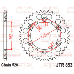 Kit de cadena EK/JT 520 SRX2 - 13/40-92 - Corona de acero 2