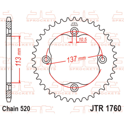 Kit de cadena EK/JT 520 SRX2 - 14/40-96 - Corona de acero