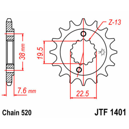 Kit de cadena EK/JT 520 SRX2 - 14/40-96 - Corona de acero