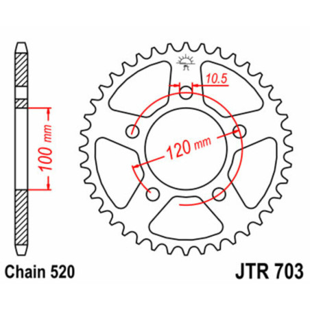 Kit de cadena EK/JT 520 SRX2 - 17/43-110 - Corona de acero