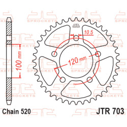 Kit de cadena EK/JT 520 SRX2 - 15/42-120 - Corona de acero 2