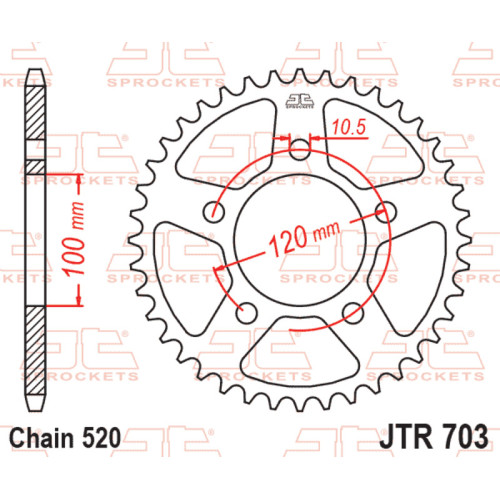Kit de cadena EK/JT 520 SRX2 - 15/42-120 - Corona de acero