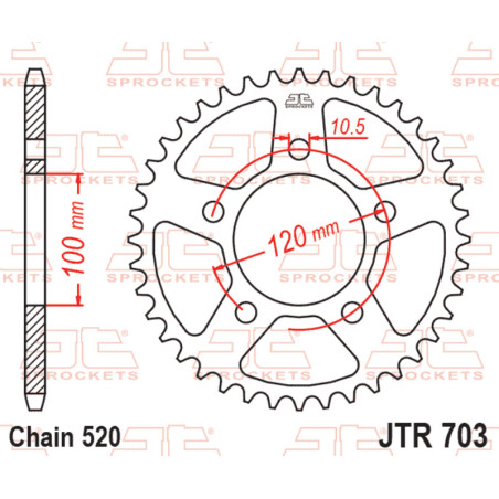 Kit de cadena EK/JT 520 SRX2 - 15/42-120 - Corona de acero