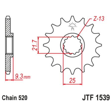 Kit cadena EK/JT 520SROZ2 15/41-112 - corona standard