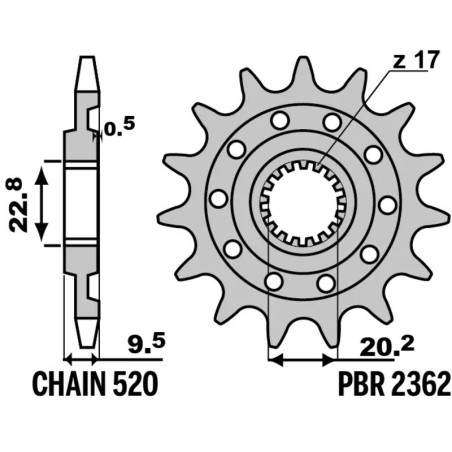 Kit de cadena EK/PBR 520SRX2 13/50-112 - corona ultraligera anodizado duro