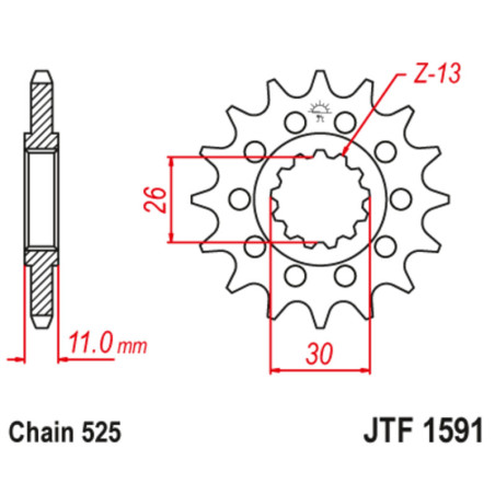 Kit de cadena EK/JT 525SRX2 15/46-122 - corona Standard
