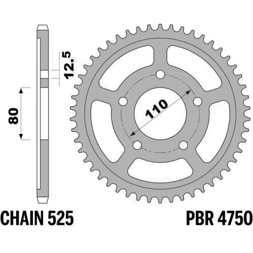 Kit de cadena EK/PBR 525MVXZ2 16/42-124 - corona Standard