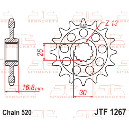 Kit de cadena EK/JT 520 SRX2 - 16/45-114 - Corona acero standard