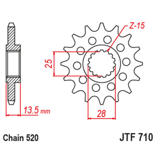 Kit de cadena EK/JT 520 SRX2 - 15/44-114 - Corona acero standard