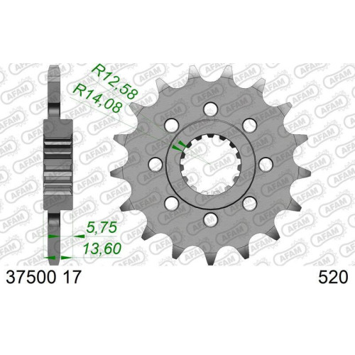 Kit de cadena AFAM 520 XSR - 15/44-106 - Corona acero standard