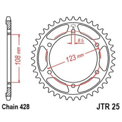 Kit de cadena EK/JT 428 DEH - 13/60-136 - Corona acero standard 2