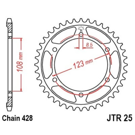 Kit de cadena EK/JT 428 DEH - 13/60-136 - Corona acero standard