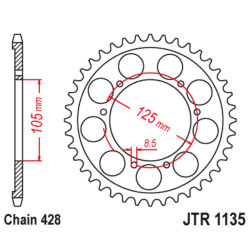 Kit de cadena EK/JT 428 DEH - 13/69-142 - Corona acero standard 2