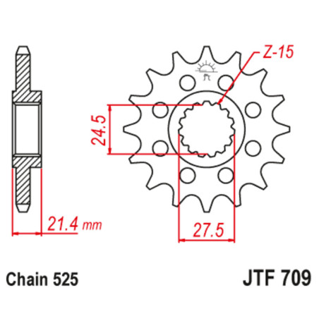 Kit de cadena EK/JT 525 MVXZ2 - 16/46-112 - Corona acero standard