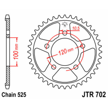 Kit de cadena EK/JT 525 MVXZ2 - 16/40-108 - Corona acero standard