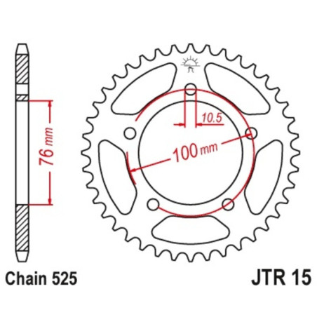 Kit de cadena EK/JT 525 SRX2 - 14/44-116 - Corona acero standard