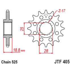 Kit de cadena EK/JT 525 SRX2 - 19/47-120 - Corona acero standard 2