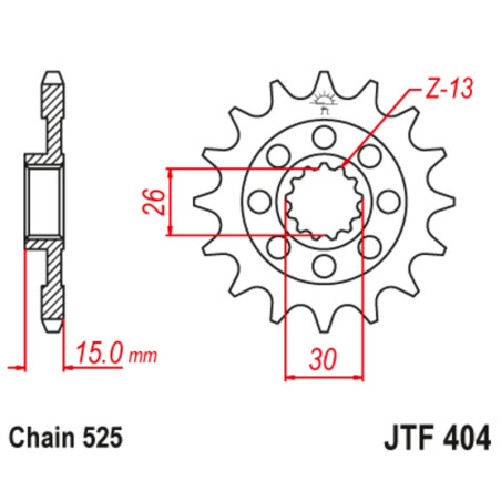 Kit de cadena EK/JT 525 MVXZ2 - 17/45-120 - Corona acero standard