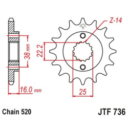 Kit de cadena EK/JT 520 SRX2 - 15/42-102 - Corona acero standard 2