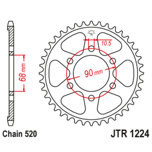 Kit de cadena EK/JT 520 SROZ2 - 14/36-108 - Corona acero standard