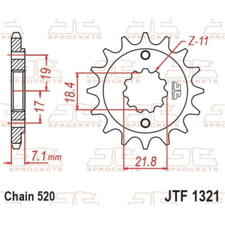 Kit de cadena EK/JT 520 SROZ2 - 14/36-108 - Corona acero standard